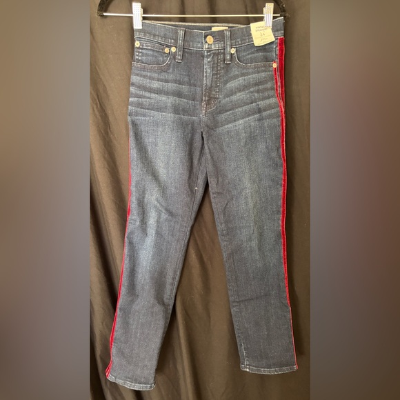J. Crew Denim - J. Crew Women's Vintage Straight Jeans with Red Velvet Trim Women’s 24 New